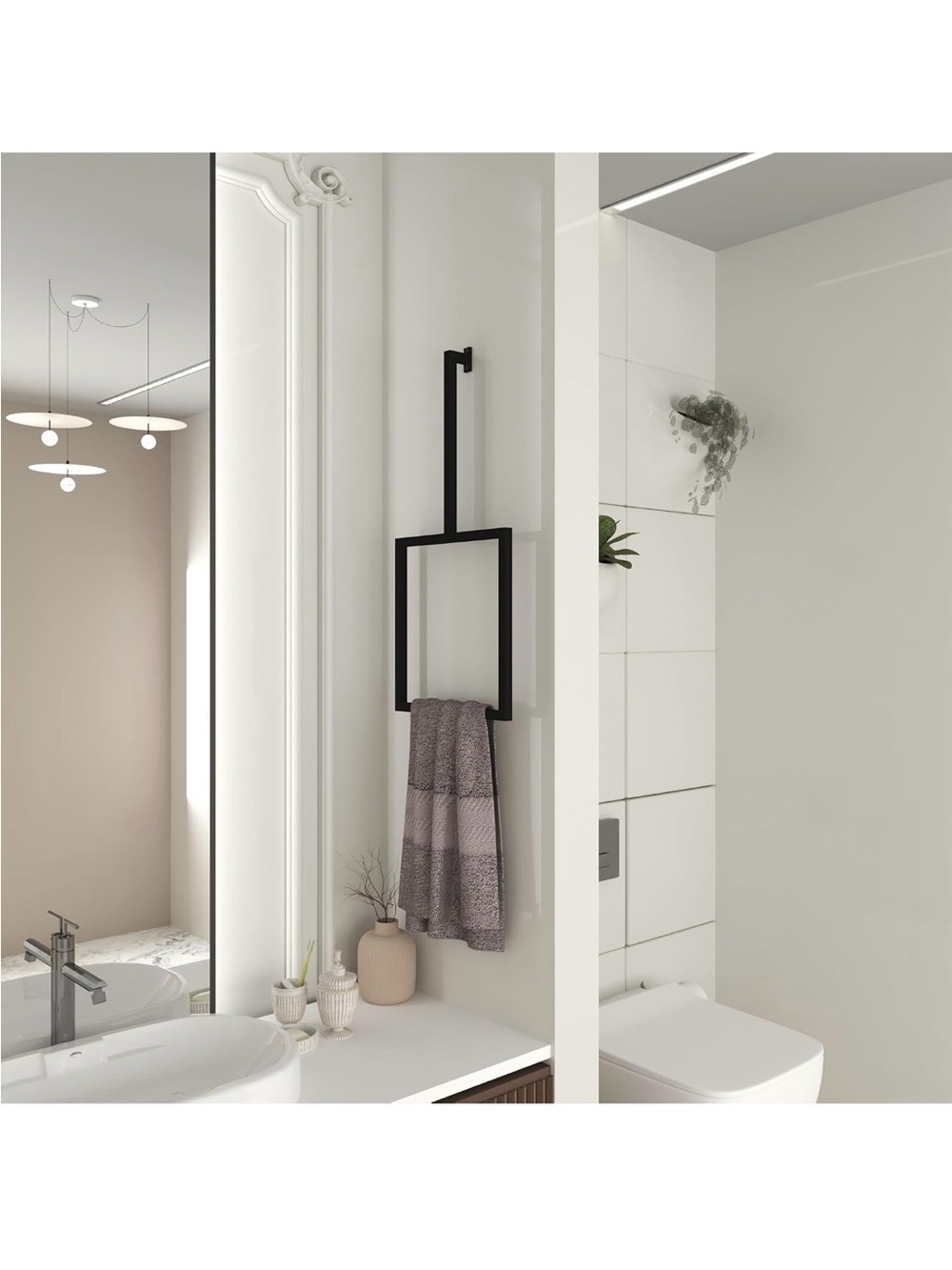 New Open Box 32”x14”x3” Unique Vertical Towel Rack Wall Mounted , Metal Squar
